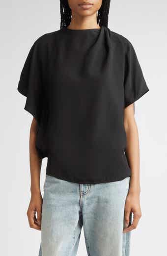 Proenza Schouler Etta Hammered Viscose Asymmetric Sleeve Top