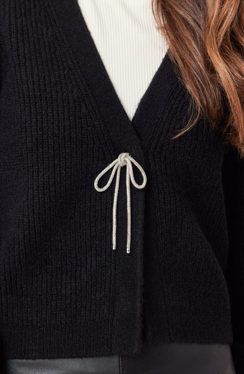 Scotch & Soda Embellished Bow Cardigan, Alternate, color, Black Night