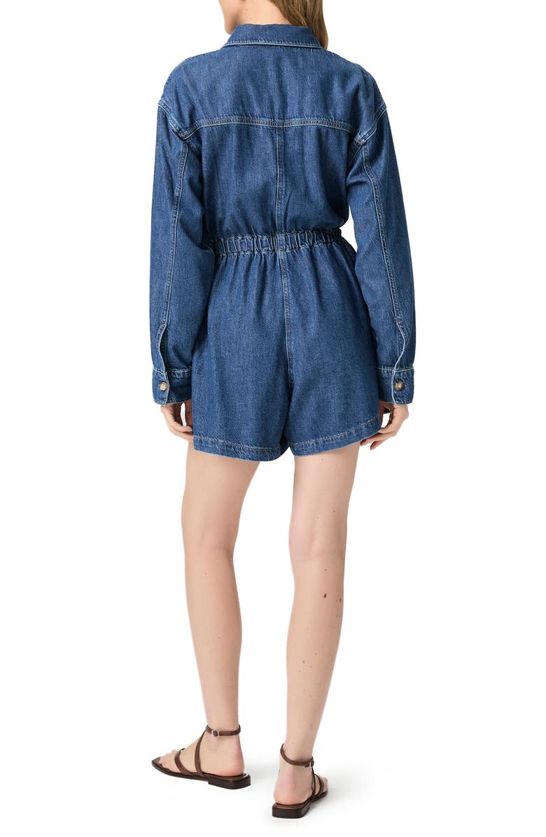 PAIGE Madigan Long Sleeve Denim Romper, Alternate, color, Glimpse