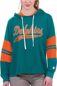 STARTER Women's Starter Aqua Miami Dolphins Bump And Run Long Sleeve Hoodie T-Shirt