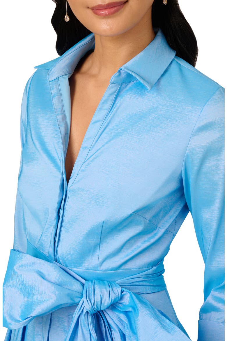 Stretch Taffeta Midi Shirtdress, Alternate, color, BLUEBELL