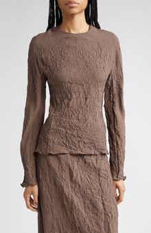 TEURN STUDIOS Long Sleeve Crinkle Top