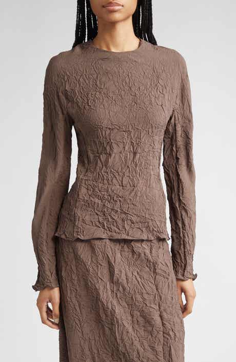 TEURN STUDIOS Long Sleeve Crinkle Top