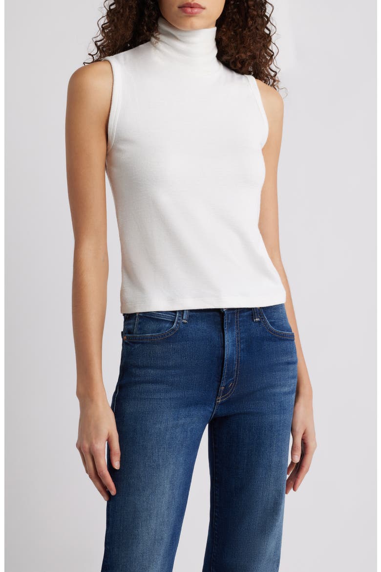 Sleeveless Turtleneck Knit Top, Main, color, WHITE