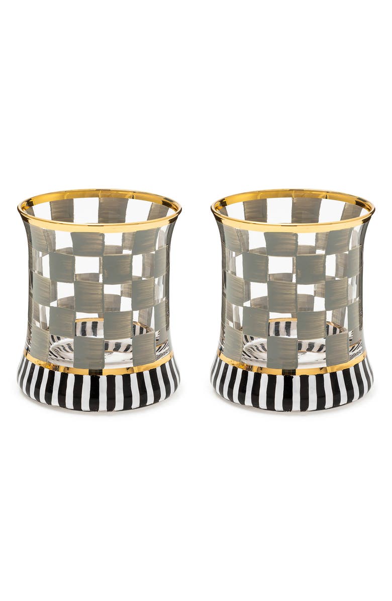 MACKENZIE CHILDS Set of 2 Carnival Sterling Check Tumblers, Main, color, 