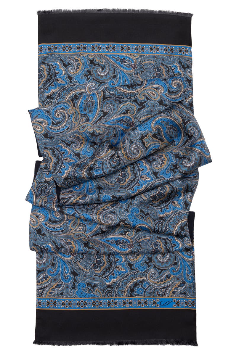 Elizabetta Sorrento - Wool Backed Silk Scarf for Men, Alternate, color, Black And Blue