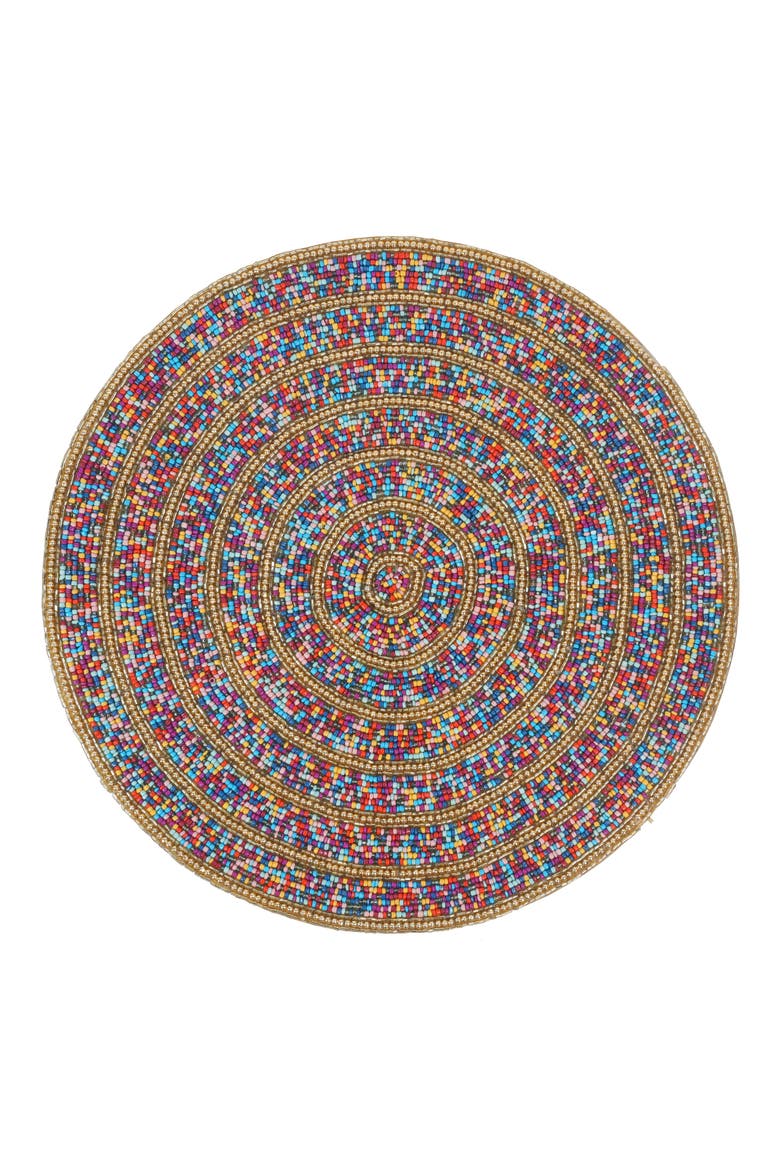 Magnolia Beaded Place Mat, Main, color, GOLD MULTI