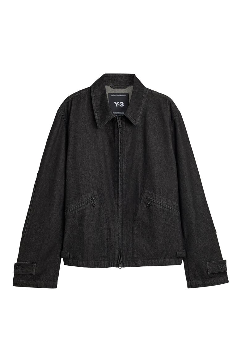 Zip Front Denim Jacket, Alternate, color, BLACK