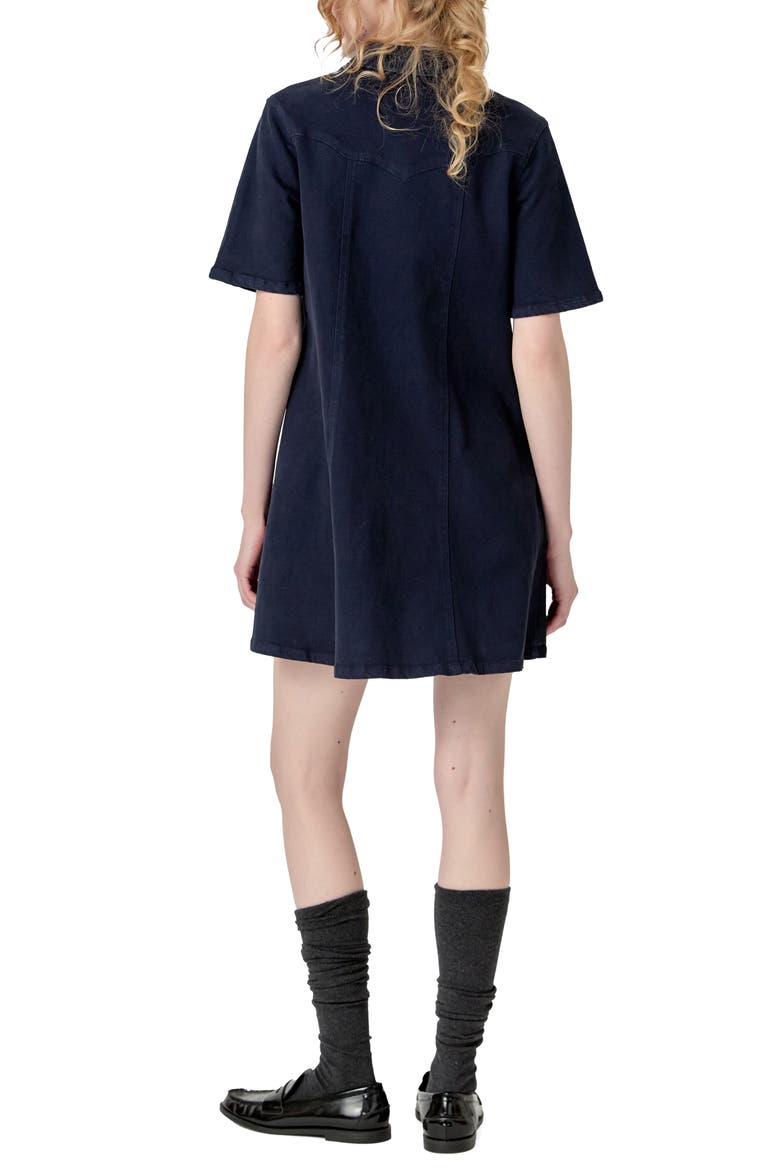 Washed Denim Minidress, Alternate, color, DARK NAVY