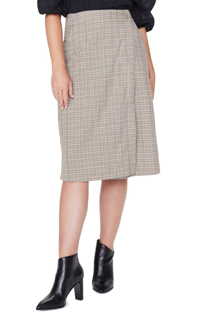 NYDJ Plaid Faux Wrap Skirt, Main, color, 