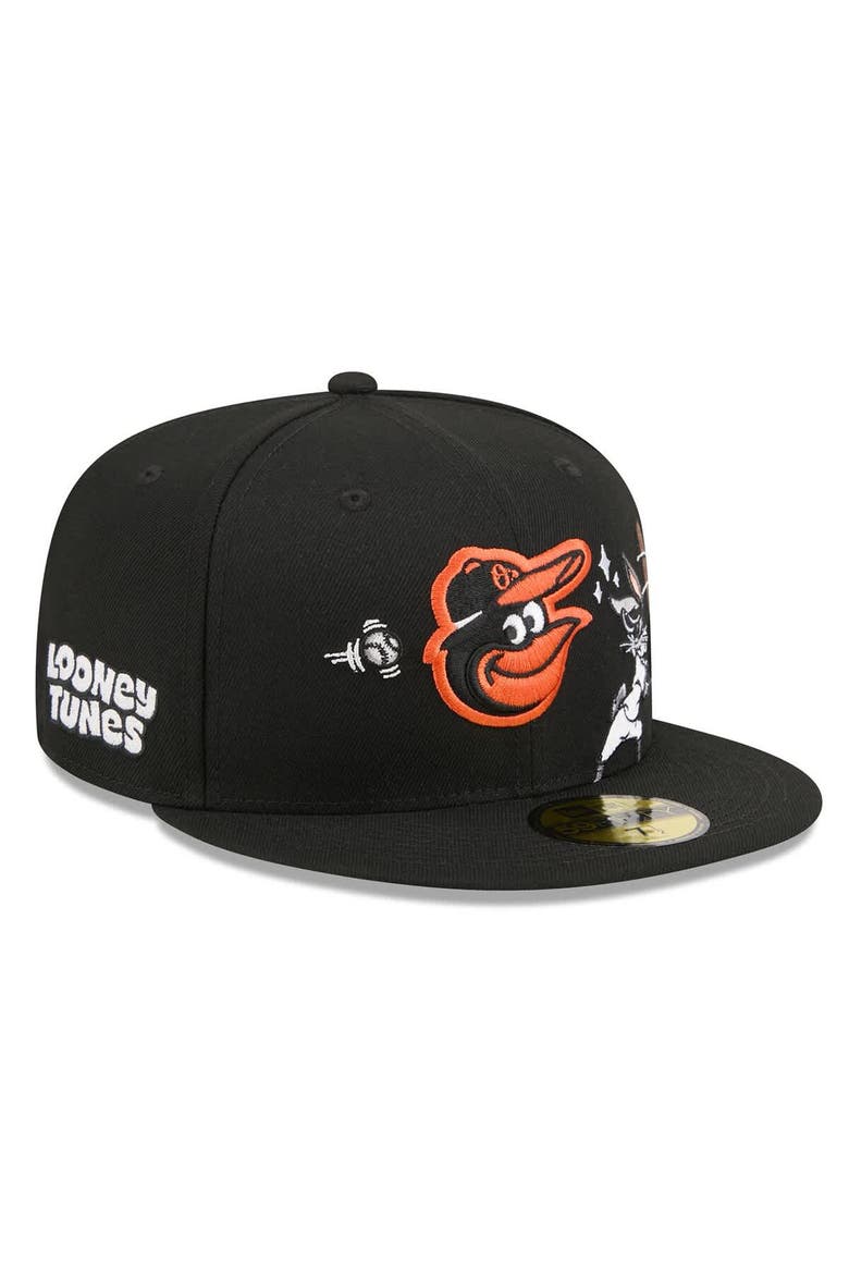 Men's New Era Black Baltimore Orioles Looney Tunes Bugs Bunny 59FIFTY Fitted Hat, Main, color, Black