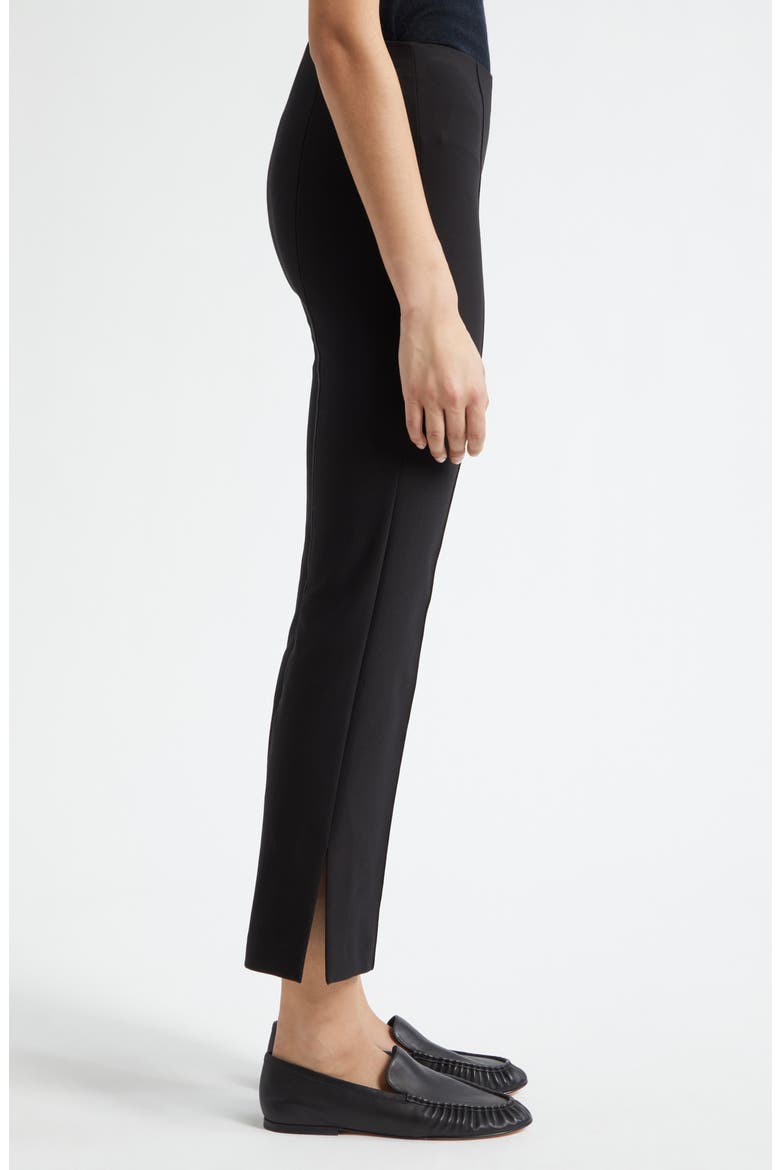 Mid Rise Crop Flare Pants with Side Split Hem, Alternate, color, BLACK