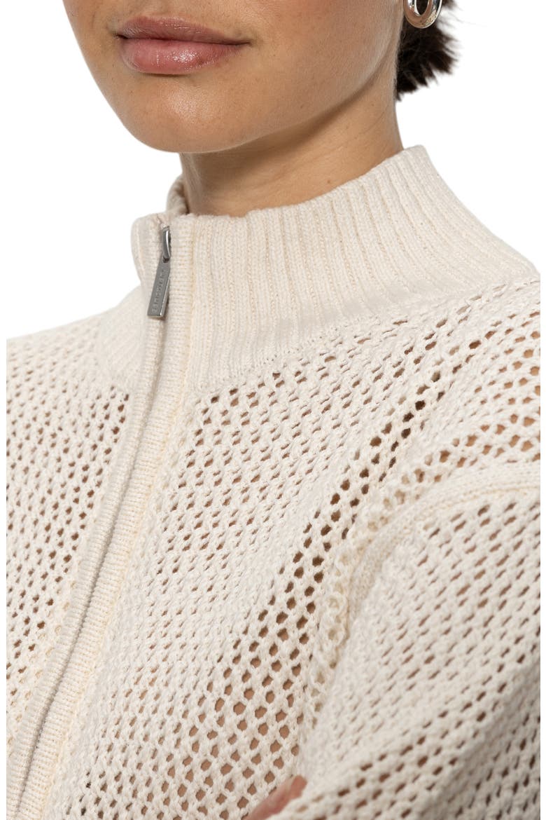 Open Stitch Half-Zip Cotton Sweater, Alternate, color, ECO NATURA
