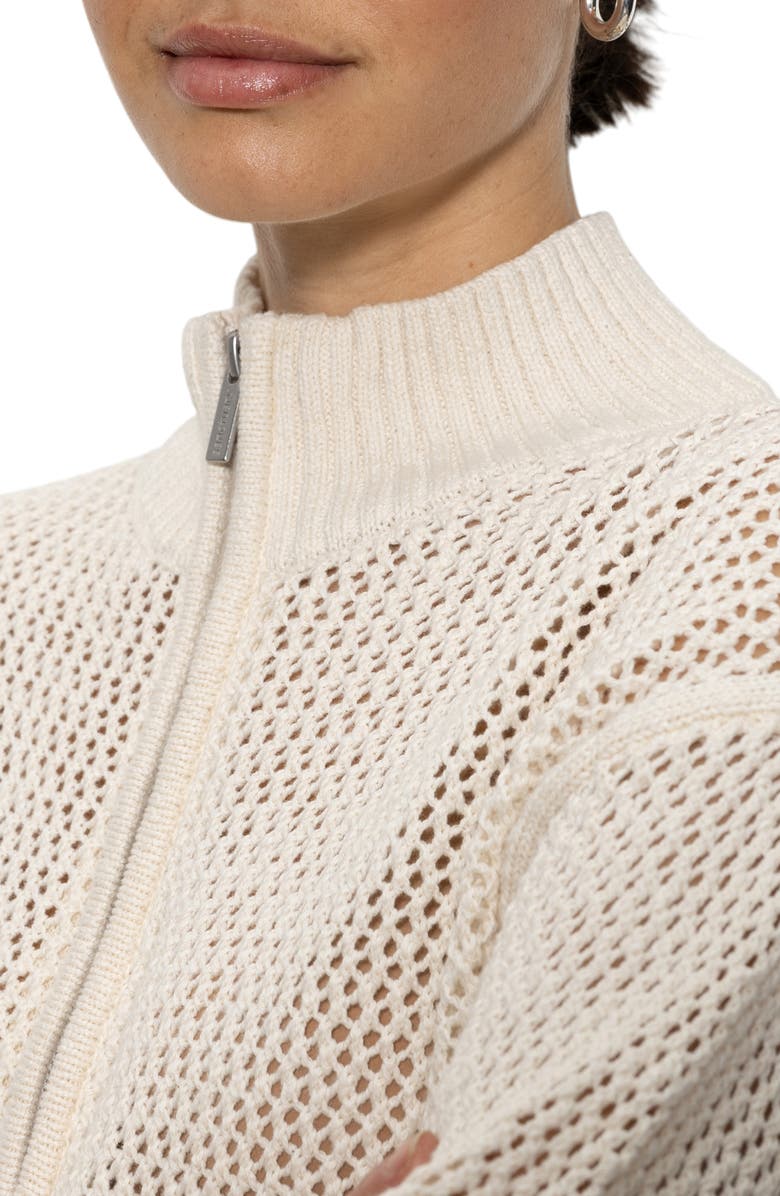 Sanctuary Open Stitch Half-Zip Cotton Sweater, Alternate, color, Eco Natura