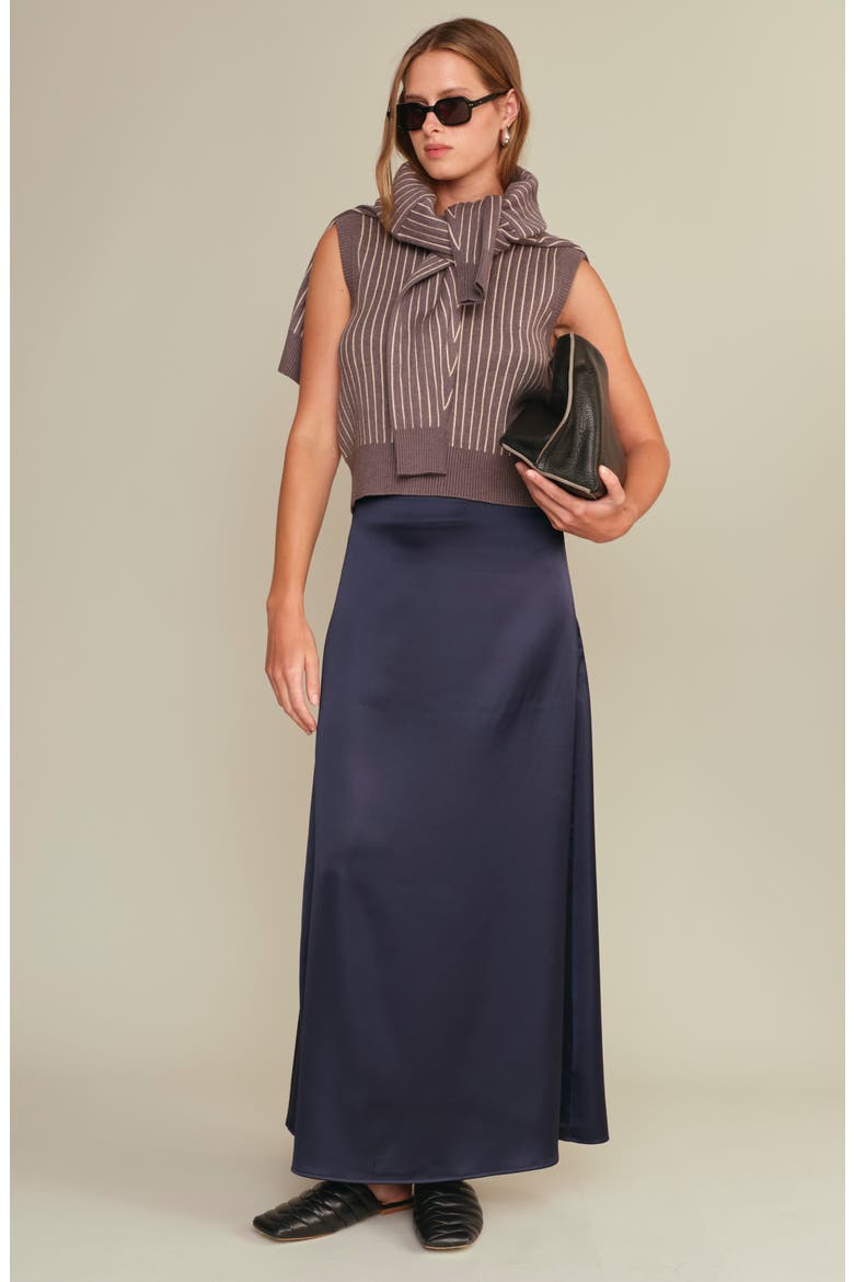 Marcus Satin Maxi Skirt, Alternate, color, NAVY