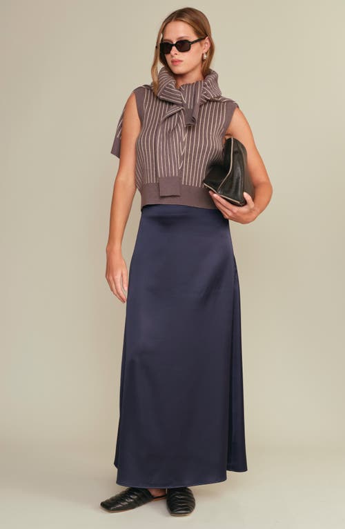 Deluc Marcus Satin Maxi Skirt In Blue