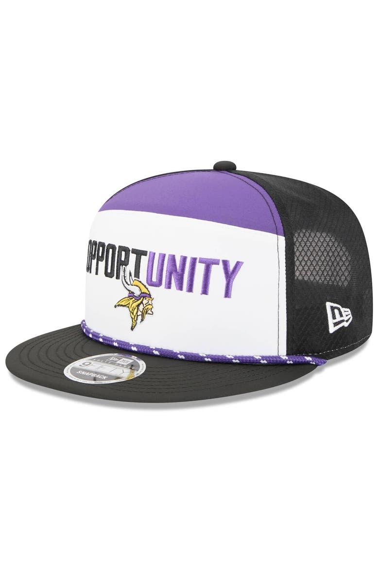 Men's New Era White/Black Minnesota Vikings 2025 Inspire Change Split Panel 9FIFTY Snapback Hat, Alternate, color, White