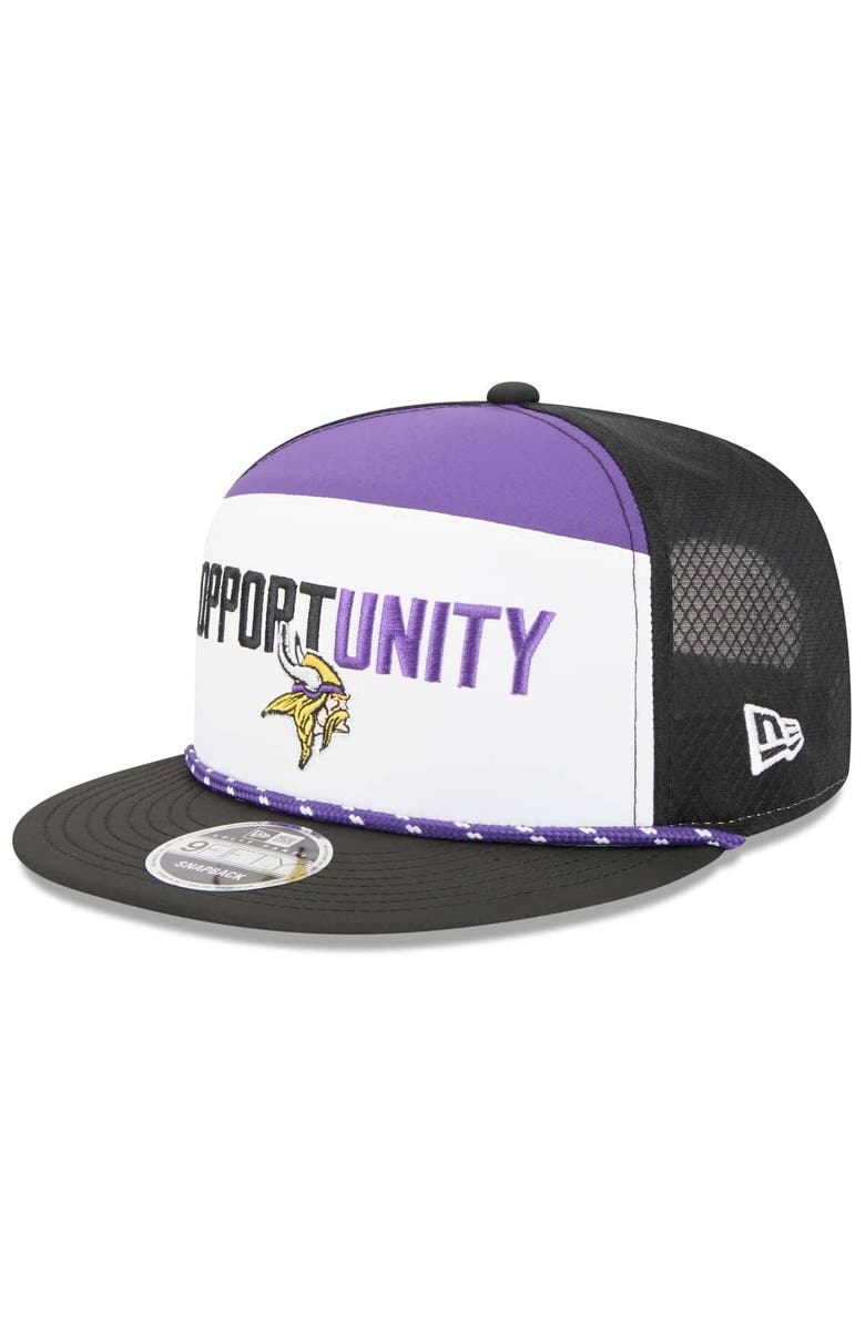 New Era Men's New Era White/Black Minnesota Vikings 2025 Inspire Change Split Panel 9FIFTY Snapback Hat, Alternate, color, White