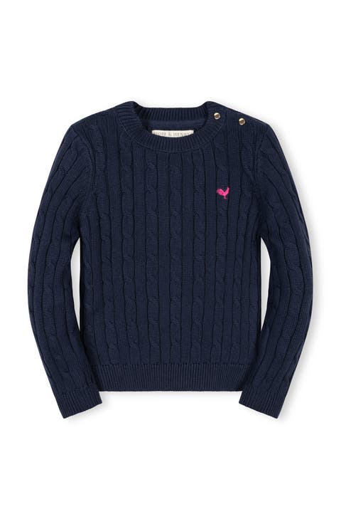 Kids' Organic Crew Neck Cable Sweater