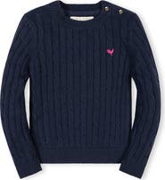 Hope & Henry Kids' Organic Crew Neck Cable Sweater