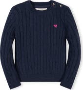Hope & Henry Kids' Organic Crew Neck Cable Sweater