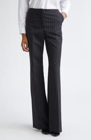 SPORTMAX Pinstripe Stretch Technical Wool Blend Gabardine Flare Pants