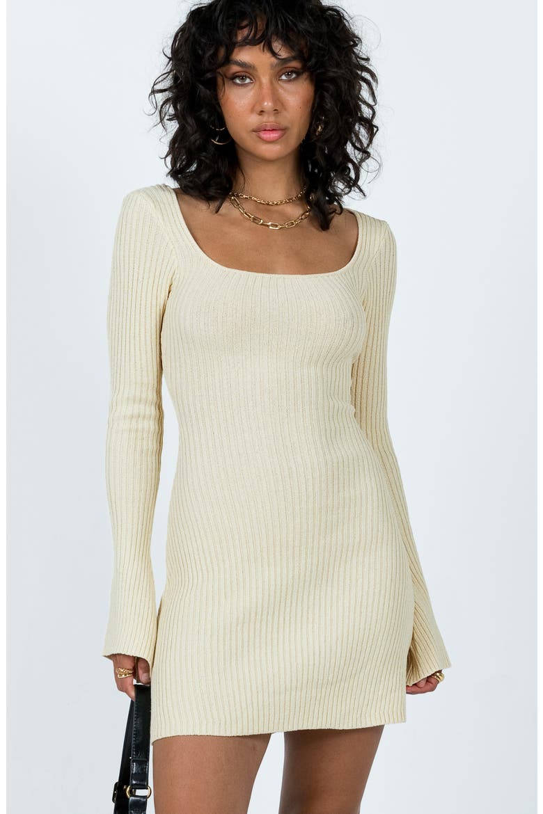 Brownhall Long Sleeve Rib Minidress, Alternate, color, BEIGE