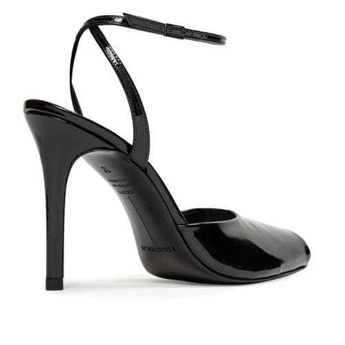 Black Suede Studio Wren 100 Sandal In Black Patent Leather