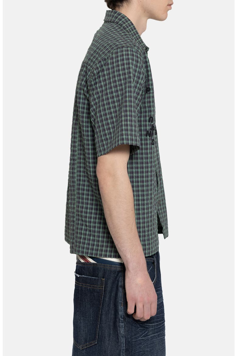 Check Oversize Cotton Button-Up Shirt, Alternate, color, GREEN