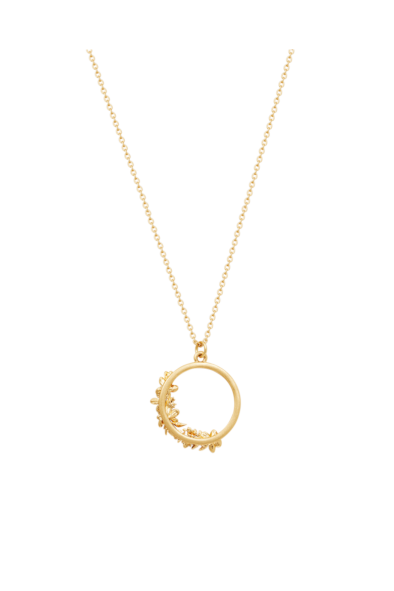 Floral Wreath Necklace, Alternate, color, Gold