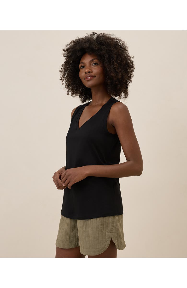 Pact Organic Cotton Softspun V-Neck Tank, Alternate, color, Black