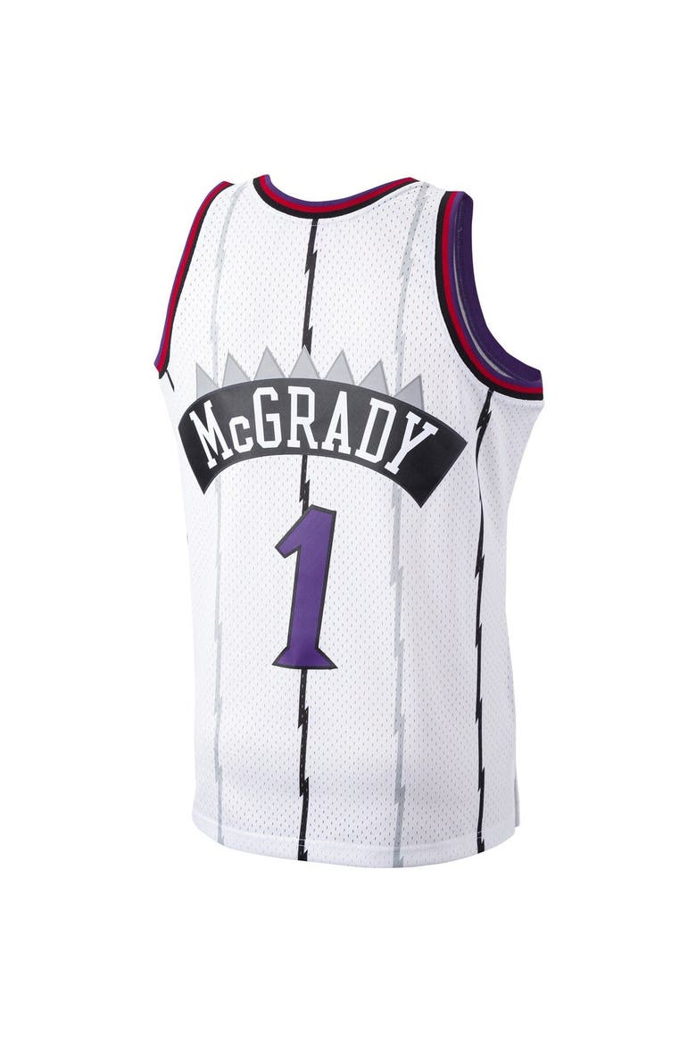 Men's Mitchell & Ness Tracy McGrady White Toronto Raptors 1998-99 Hardwood Classics Swingman Player Jersey, Alternate, color, White