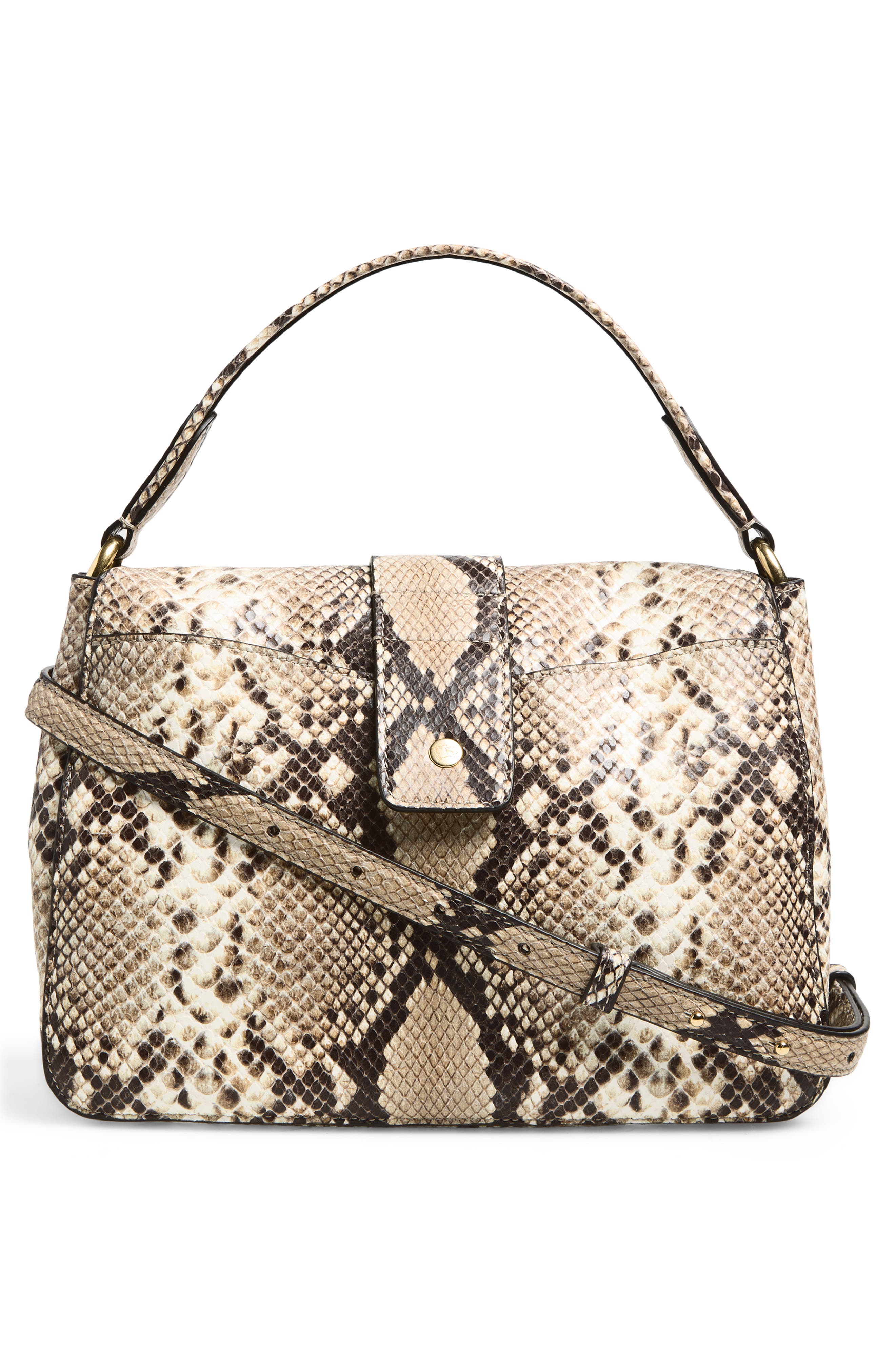 Burberry Small Rider Bag, Alternate, color, Natural/ Dk Brown