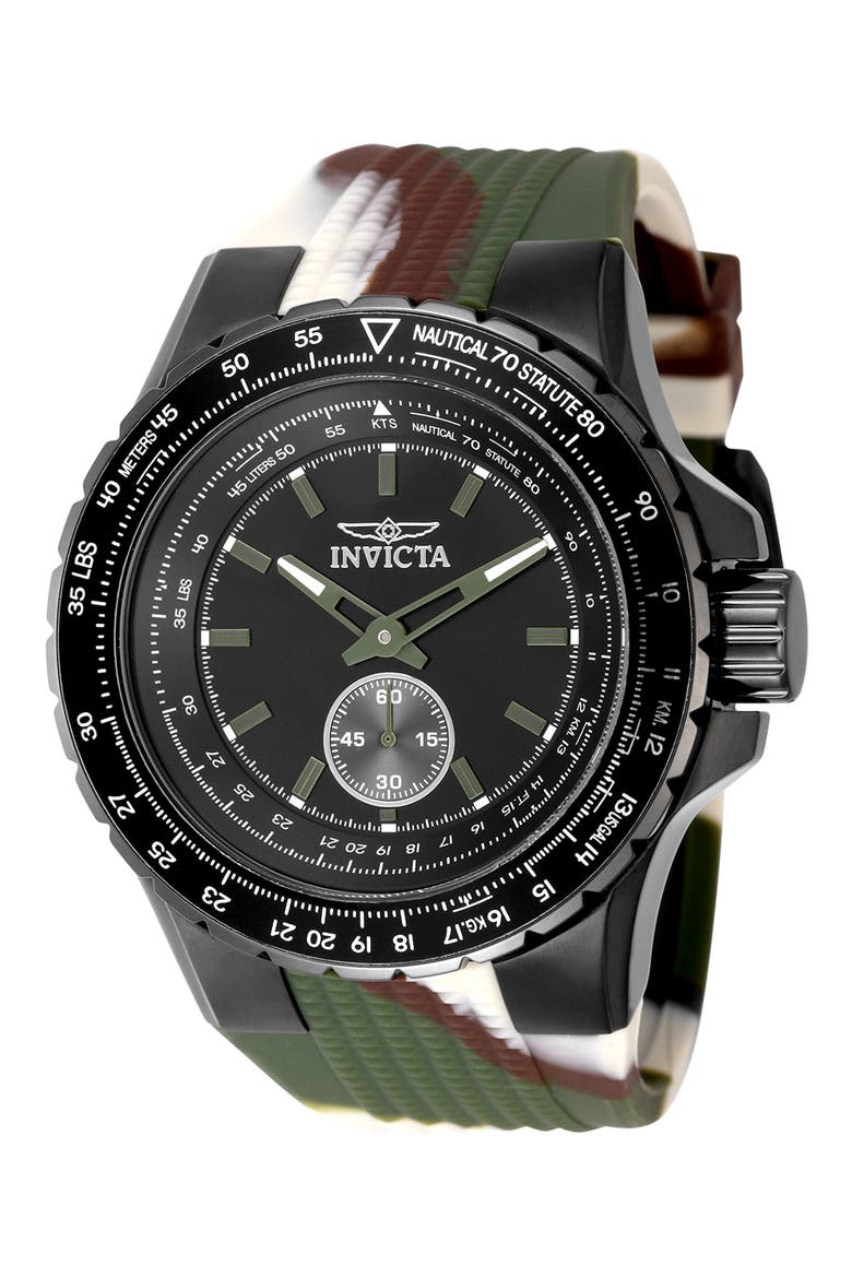 Aviator Silicone Strap Watch, Main, color, BLACK/MULTI