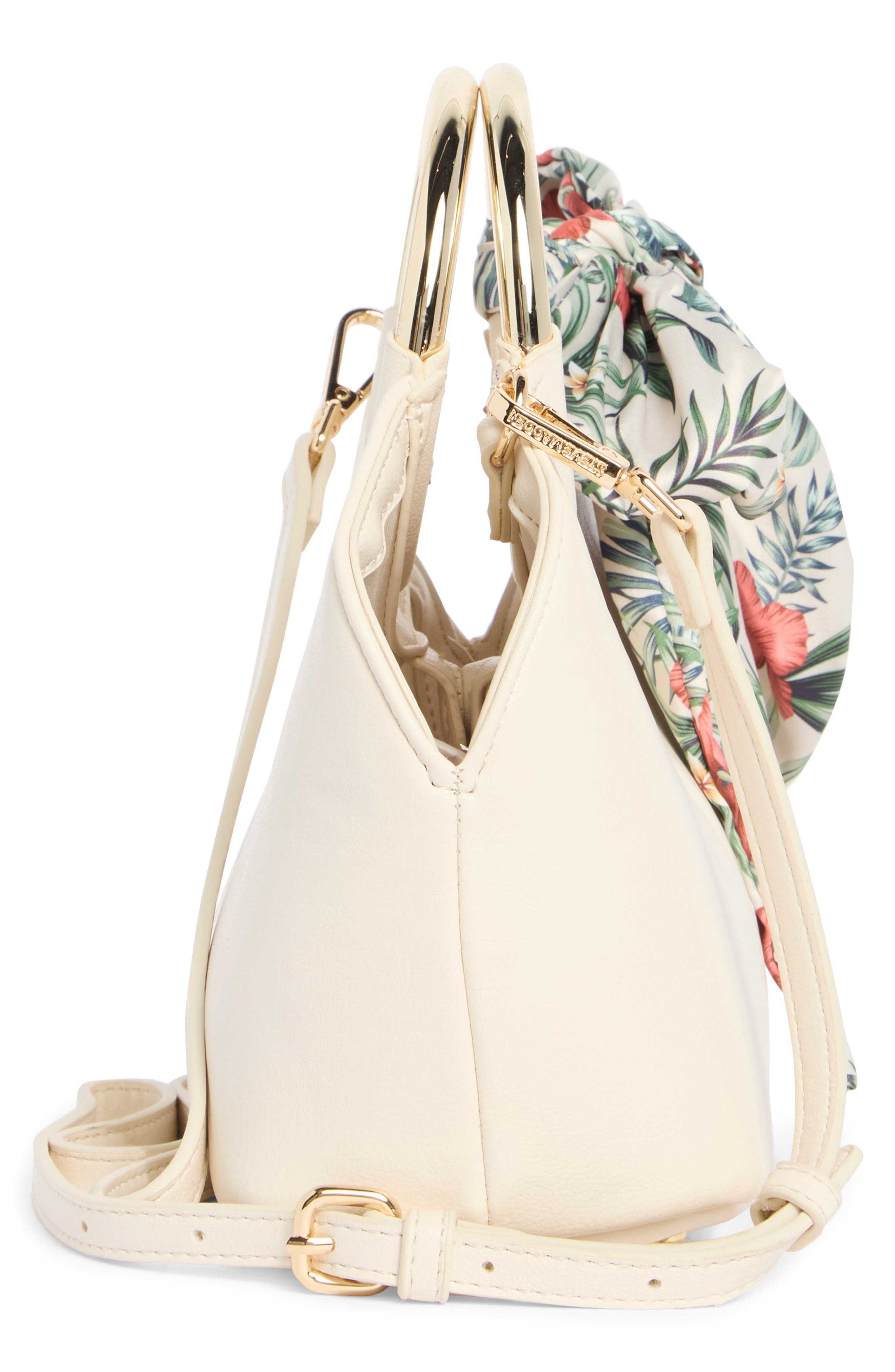 Steve Madden Gwenie Faux Leather Handbag With Scarf, Alternate, color, Vanilla