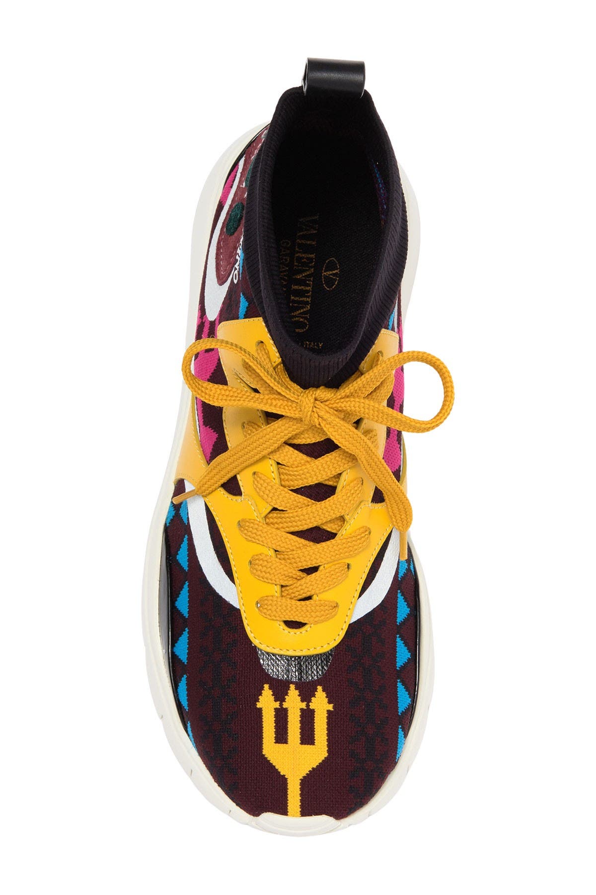 Valentino Garavani Geo Design Leather Overlay Mesh Sneaker, Alternate, color, 