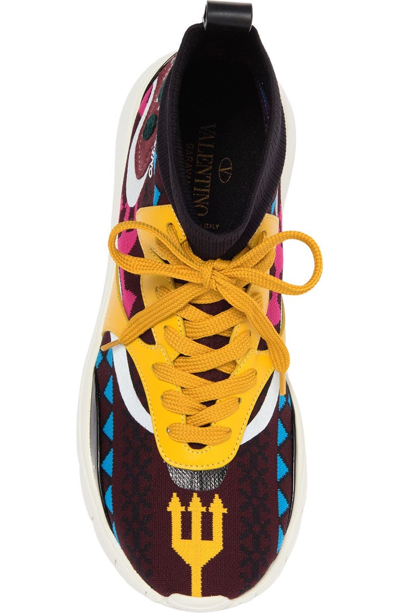 Valentino Garavani Geo Design Leather Overlay Mesh Sneaker, Alternate, color,
