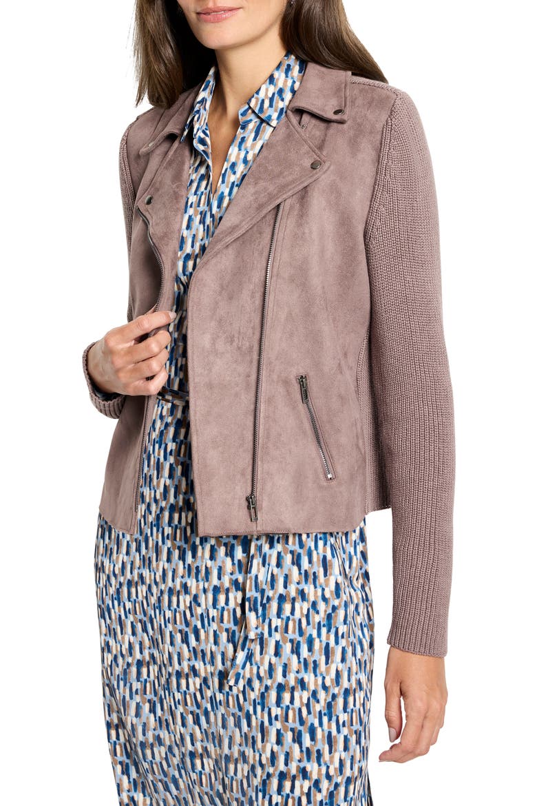 Mixed Media Moto Jacket, Main, color, COCOA