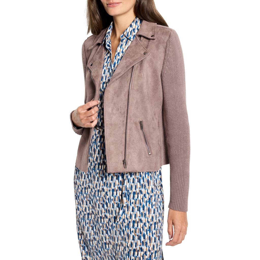 Nic + Zoe Nic+zoe Mixed Media Moto Jacket In Gold