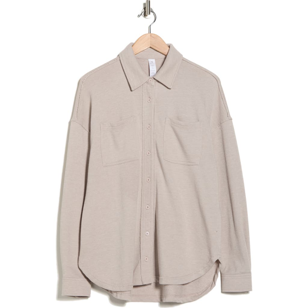 Yogalicious Mirmar Washed Terry Shacket In Gray