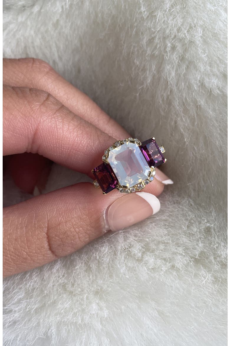 Gossip 18k Gold Moon Quartz & Iolite Diamond Ring, Alternate, color, 18K YG/ MOON QUARTZ/ IOLITE