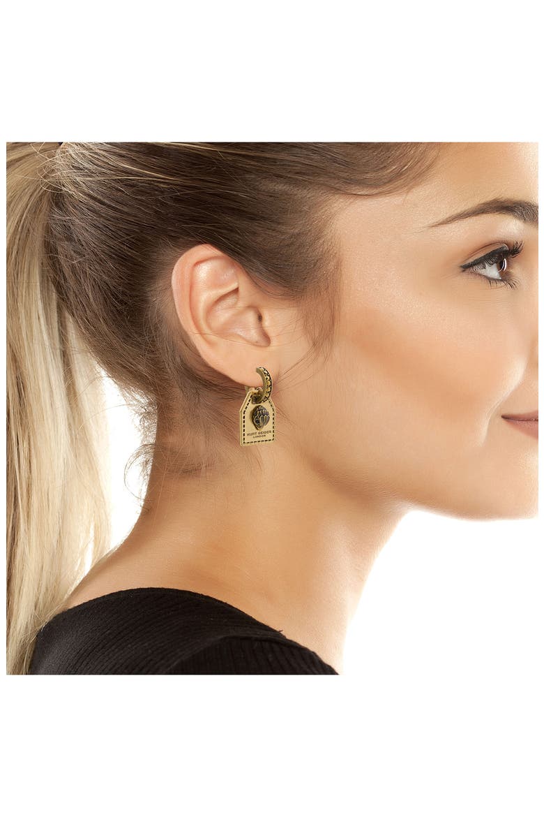 Eagle Tag Drop Earrings, Alternate, color, BRASS