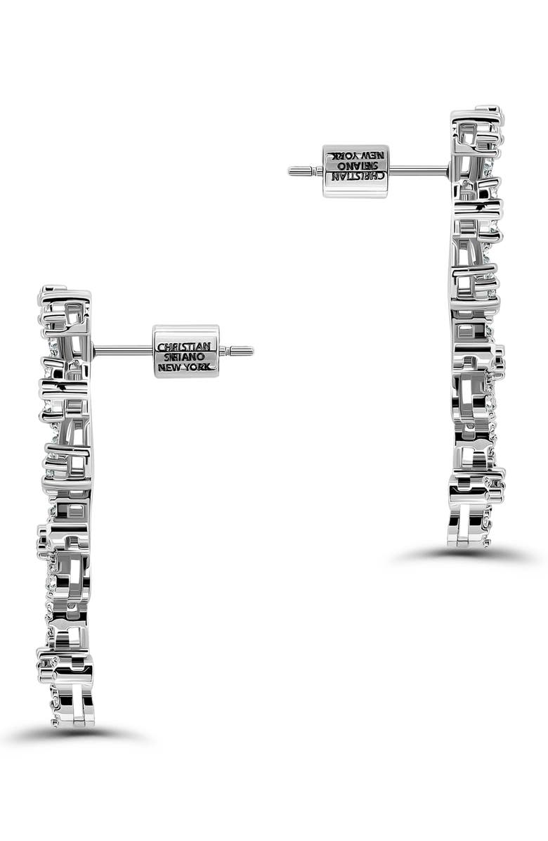 Christian Siriano Pavé Cubic Zirconia Floral Drop Earrings, Alternate, color, Silver