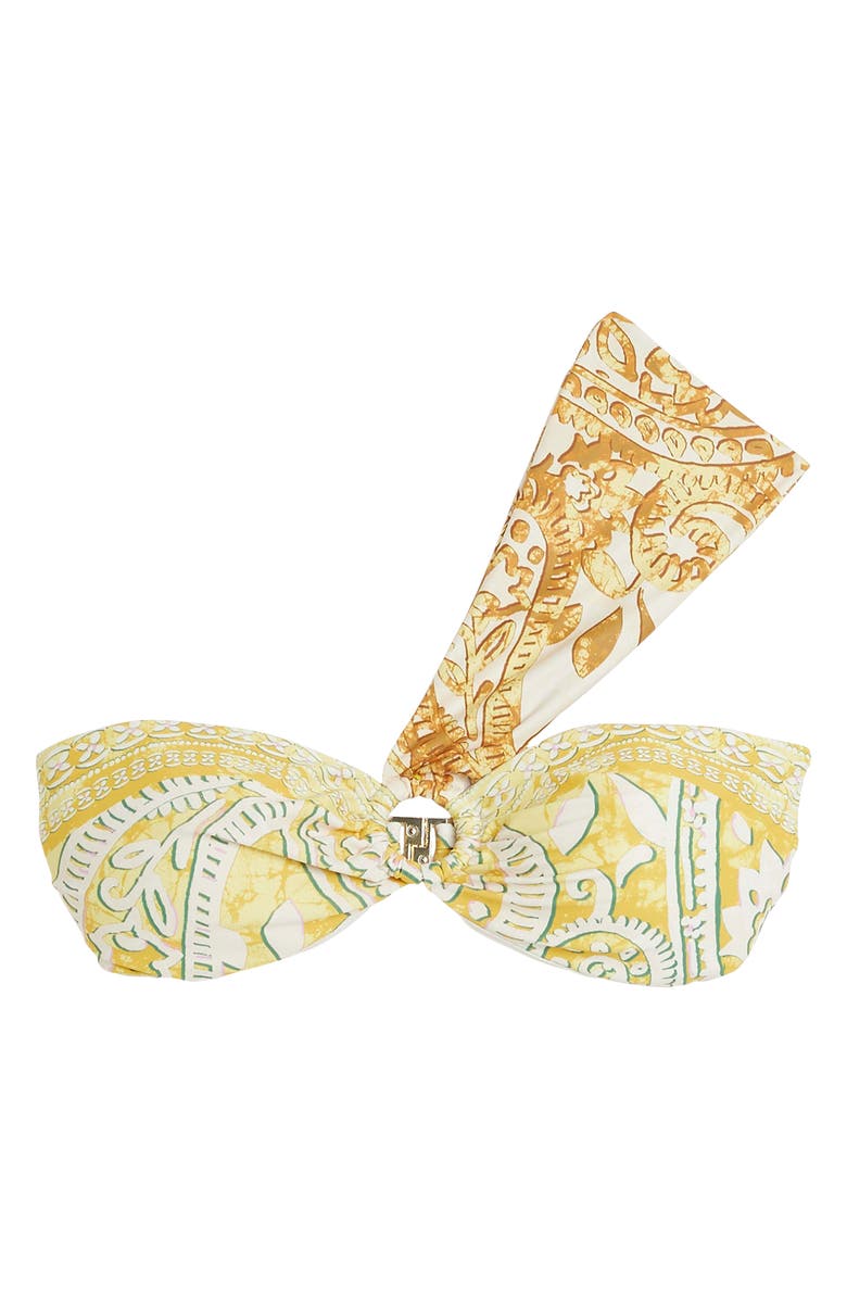 River Island O-Ring One-Shoulder Bandeau Bikini Top, Alternate, color, Yellow