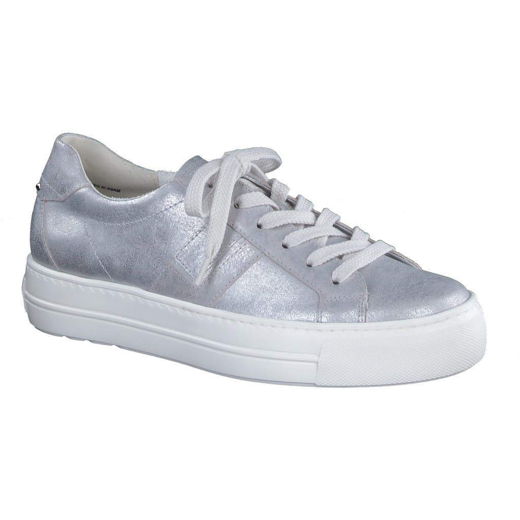 Paul Green Zoom Platform Sneaker In Silver Vintage Metallic