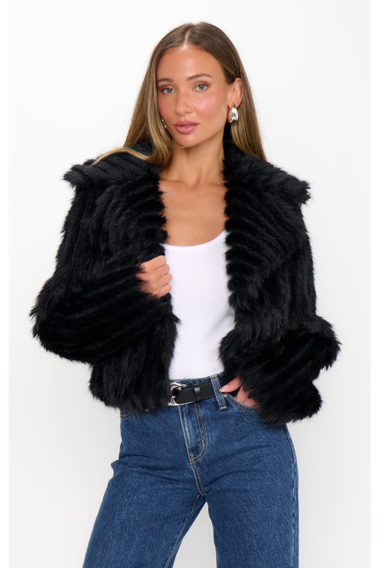 Salt Lake City Cropped Jacket, Main, color, Black Faux Fur