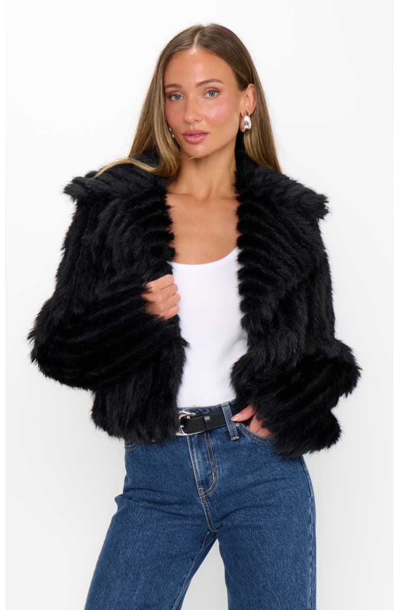 Show Me Your Mumu Salt Lake City Cropped Jacket, Main, color, Black Faux Fur