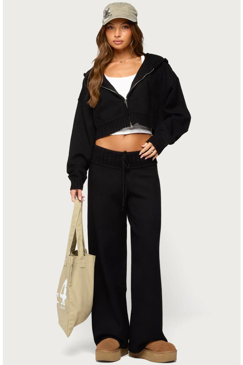 Russell Wide Leg Sweater Knit Pants, Alternate, color, BLACK