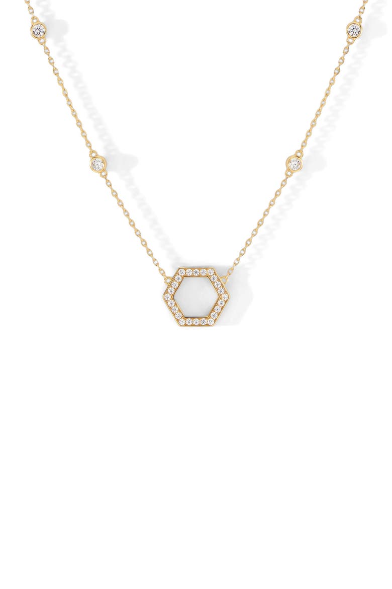 The Natalie Necklace, Main, color, Gold/White  CZ