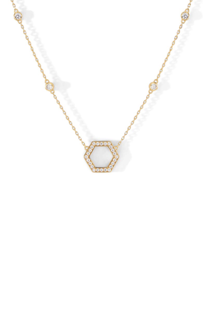 Ora Ana The Natalie Necklace, Main, color, Gold/White  Cz